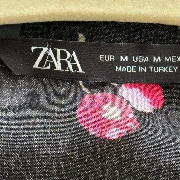 Zara Black Blouse with Red Cherry Print, Size M - Picture 6 of 6